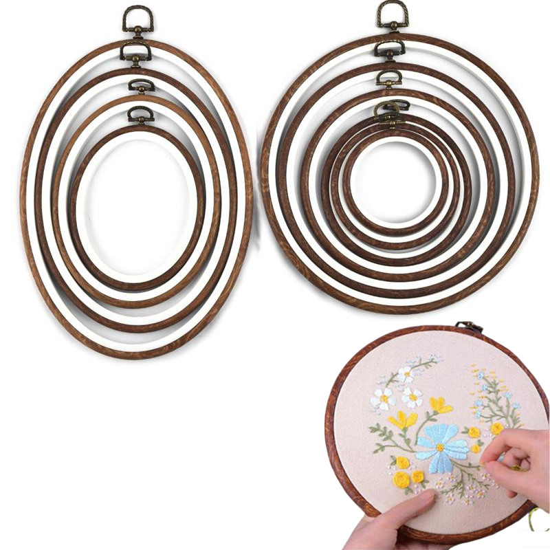 Wood Ring Blank - 10 قطعة أداة الخياطة مستديرة البيضاوي