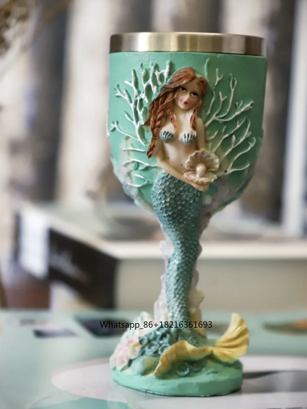 Resin Crafts - كأس نبيذ من الفولاذ المقاوم للصدأ