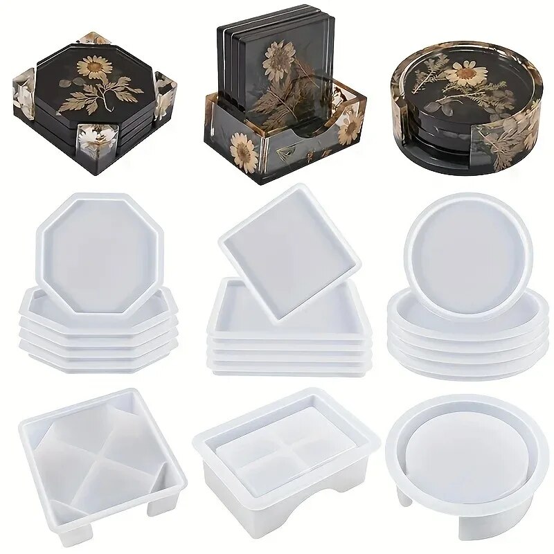 Serving Tray Mold - تتضمن مجموعة قوالب راتينج كوستر قطعة